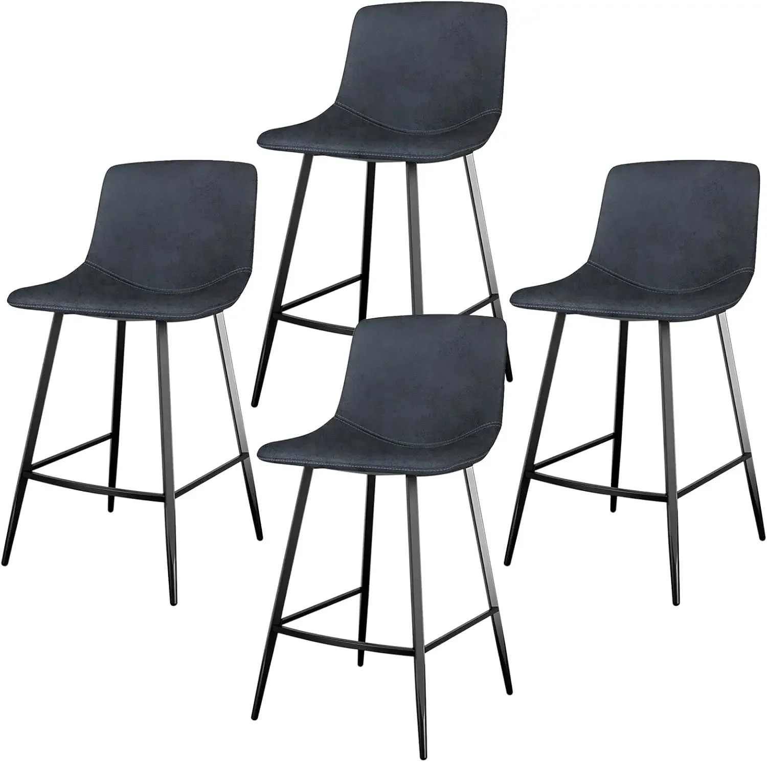 

5Rcom 600 lbs Counter Height Bar Stools Set of 4, 24 Inch Leathaire Barstools with Back, Bar Chairs with Metal Legs for Kitchen