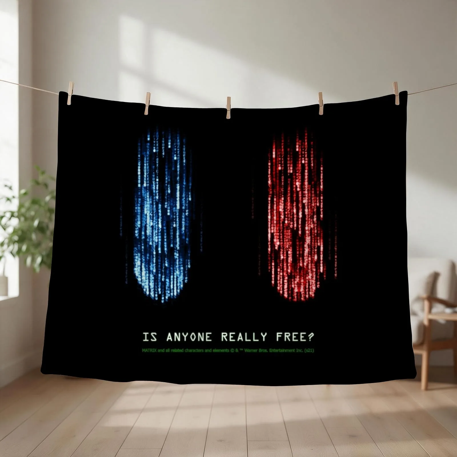 The Matrix Is Anyone Really Free Quote 4 | Resurrections | 2021 Throw Blanket couch cozy soft plush fuzzy picnic outdoor blanket