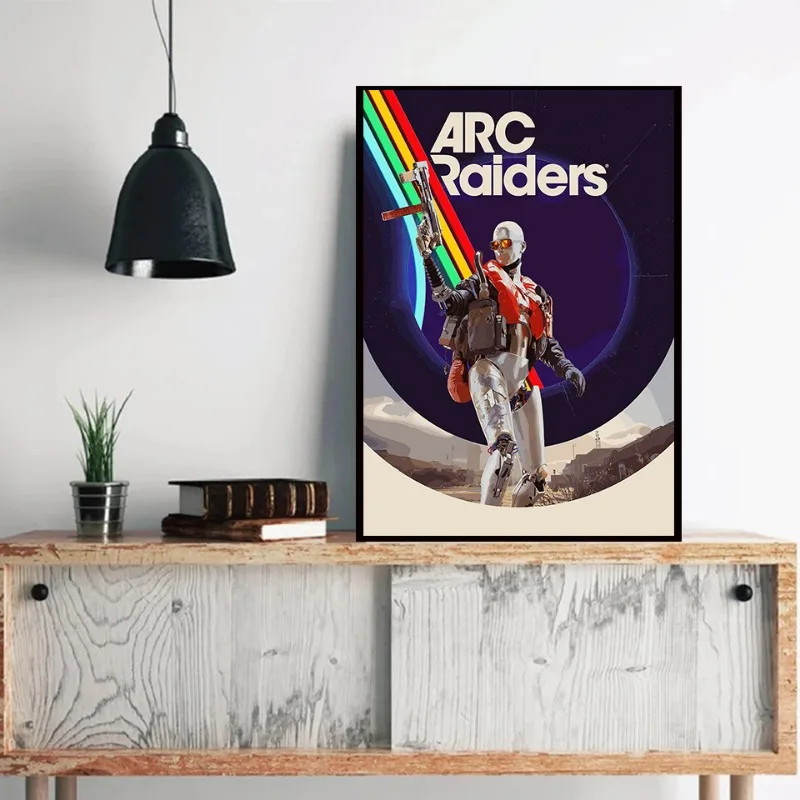 Retro Astronaut Arc Raiders Game Poster Pixel Art Sci-Fi Adventure Canvas Print Gaming Room Decor Man Cave Living Room Wall Art