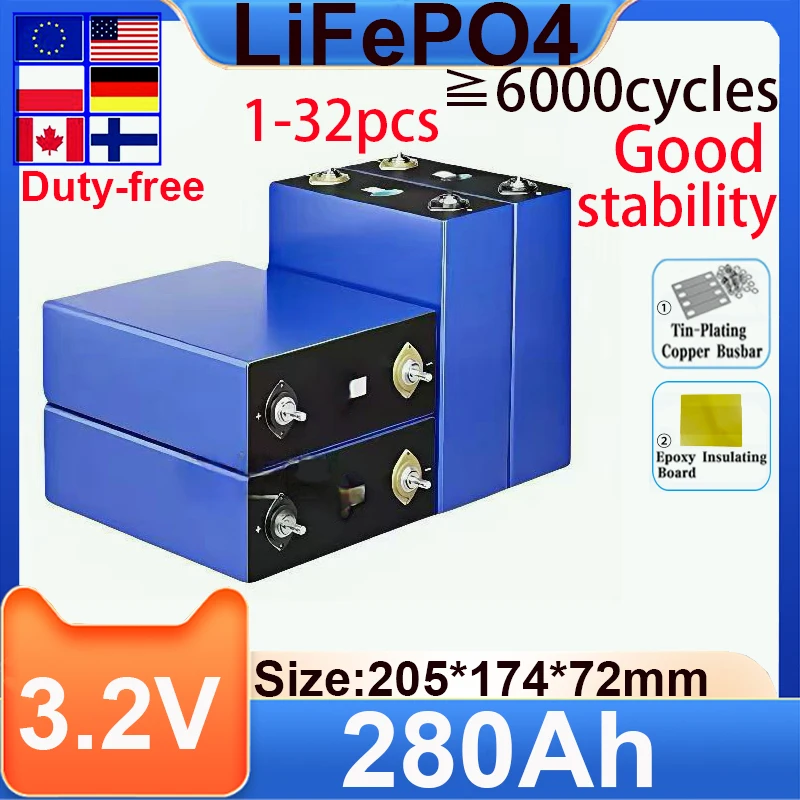 

LF280K LiFePo4 класс A 3,2 В 280 Ач EVE EU литиевая батарея призматическая литий-ионная аккумуляторная батарея Lifepo4 3 2 В