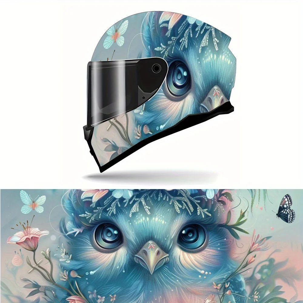 

Exquisite Bluebird Flower Pattern Car Helmet Decal, Anti-scratch Helmet Sticker, Self-adhesive Waterproof Helmet Vinyl Wraps Dec