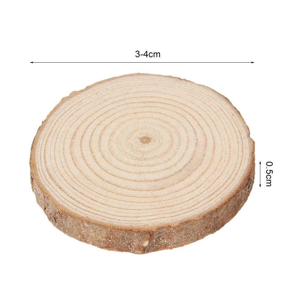 30/90Pcs DIY Natural Wood Discs Unfinished Round Wood Circles With Tree Bark for Wedding Party Painting Decorations Crafts 4CM