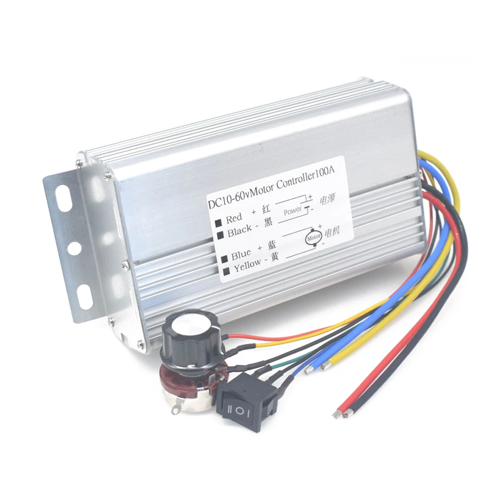 100A DC10-60V Motor Speed Controller Forward and Reverse 0-100% Motor Speed Adjustable Regulator  DC Brush Motor Speed Governor