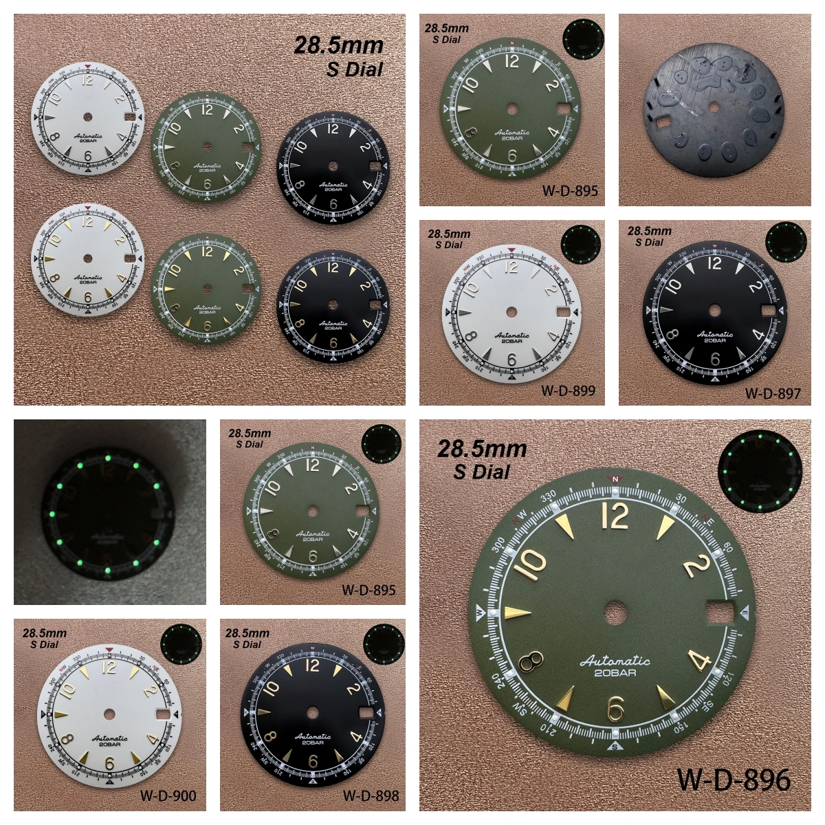 

28.5mm S Logo Matte Diving Dial Suitable For NH35/NH36 Japanese Movement Green Luminous Quality Watch Modification Accessories
