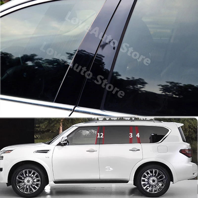 

For Nissan Patrol Y62 2013-2023 Car Window Central Column B C Pillar Cover Trim PC Moulding Sticker Cover Accessories