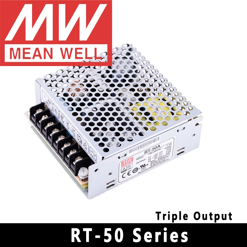 Original Mean Well RT-50/65/85/125 Series Meanwell AC/DC 5V/12V/15/V/24V Triple Output Switching Power Supply