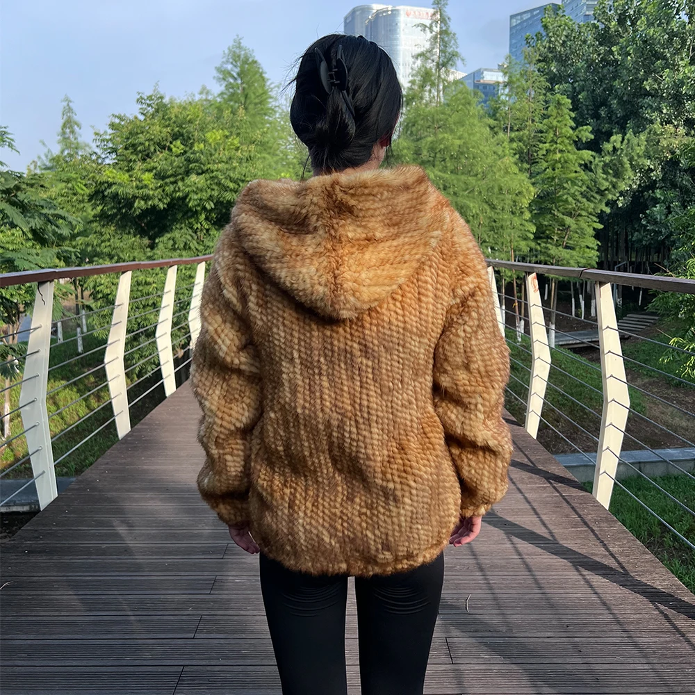 2023 women winter real fur coat luxury mink fur jacket fashionable ladies knitted mink fur coats