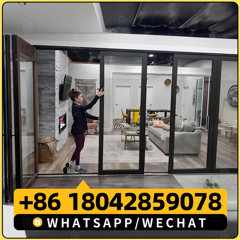 Panoramic Aluminum Energy Efficient Double Glass Multi Panel Door Heavy Duty Multi-Panel Sliding Door