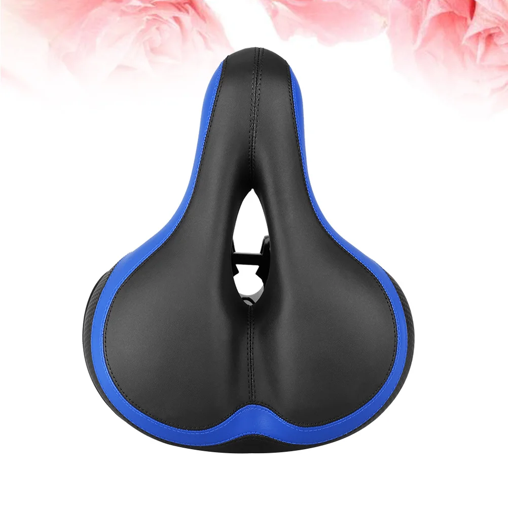 

Thick Sponge Cycling Seat Blue Reflective Sticker Ergonomic Design Ventilated Bike Saddle Suitable for Mountain