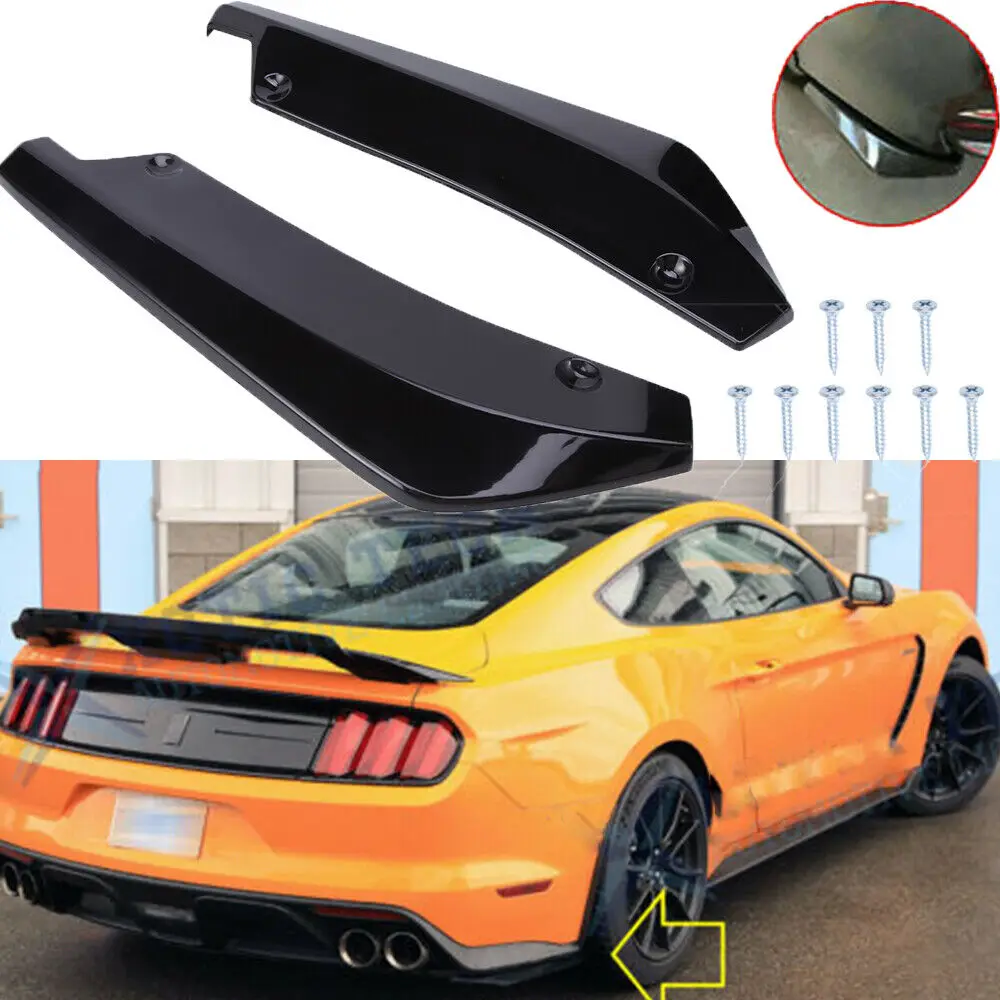 Rear Spats Bumper Lip Splitter Diffuser Body Kits Gloss Black For Ford Mustang