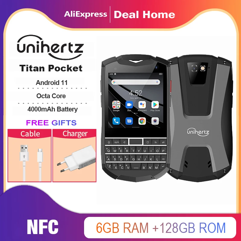 Unihertz Titan Pocket Small QWERTY Smartphone Android 11 6GB 128GB 3.1 Inch Dual SIM Unlocked Keyboard NFC Smart Phone