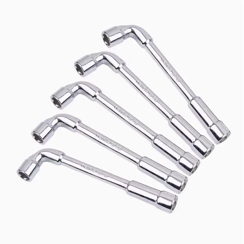 Mirror Polished L-Type Angled Socket Wrench Spanner with Thru Hole Chrome Vanadium Material 8~12mm，ключ на 10