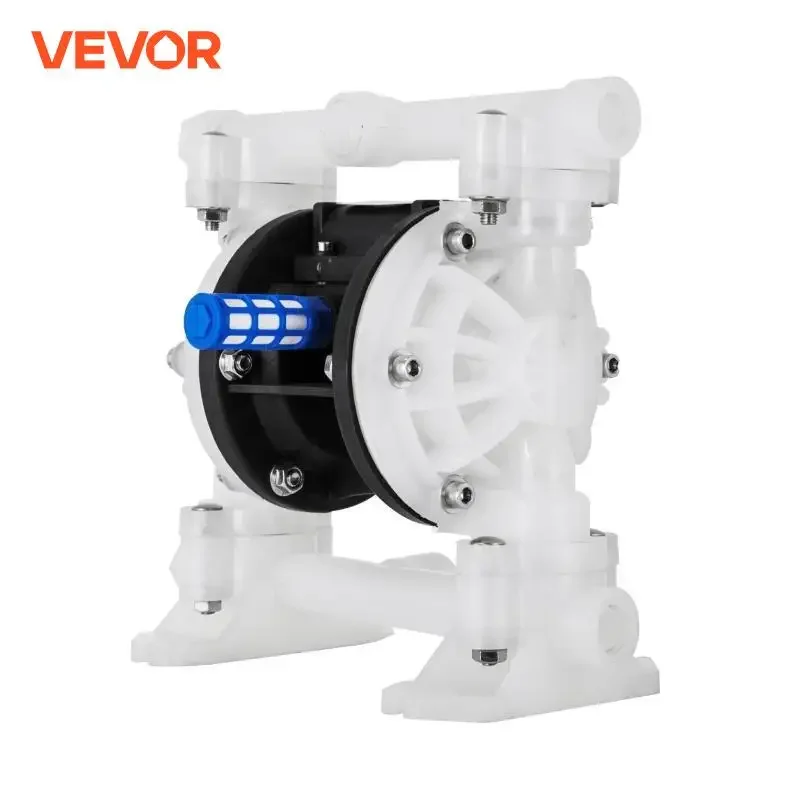 VEVOR Air-Operated Double Diaphragm Pump 1/2 in Inlet & Outlet Polypropylene Body 8.8 GPM & Max 120PSI PTFE Diaphragm Pneuma