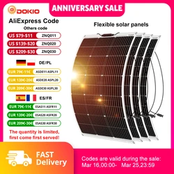 DOKIO 4PCS 100W zonnepaneel 18V monokristallijne flexibele panelen geschikt voor kamperen, RV-installatie kan 12V-batterijen opladen