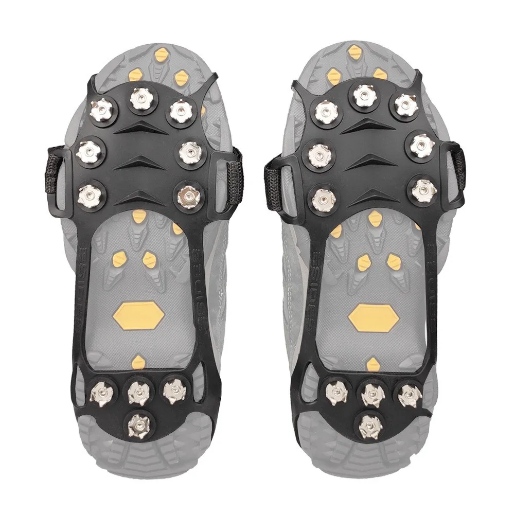 11 Teeth Ice Snow Crampons Anti-Slip Spikes For Hiking Walking Boots Shoes Manganese Steel Chain Traction Cleats Outdoor