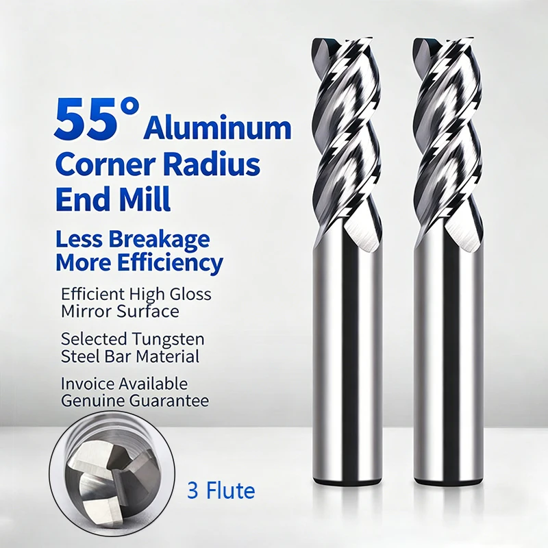 HRC55 CNC-Eckradiusfräser R Bullnose 3 Schneidkanten R0.5 R1 Hartmetall-Stahlfräser Metallfräswerkzeug Aluminiumfräser – Detail 1
