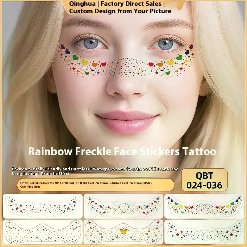

6 Sheet Hot Stamping Freckles Makeup Patches Face Makeup Multicolor Freckles Temporary Tattoo Stickers