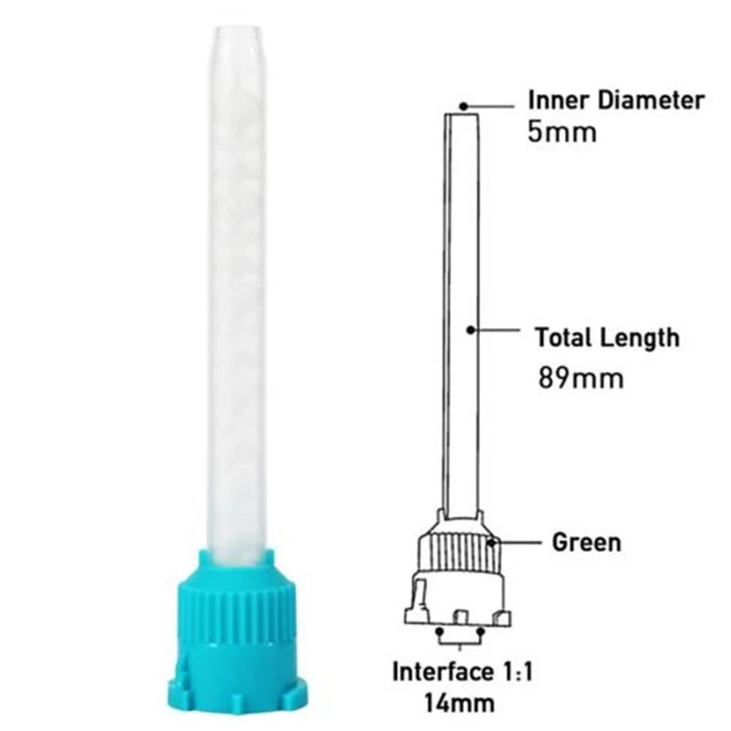 Tandheelkundige Afdruk Mengtips Groen 1:1 Intraorale Tip Wegwerp Siliconen Rubber Mengkop Mengbuis Tandheelkundige Materialen