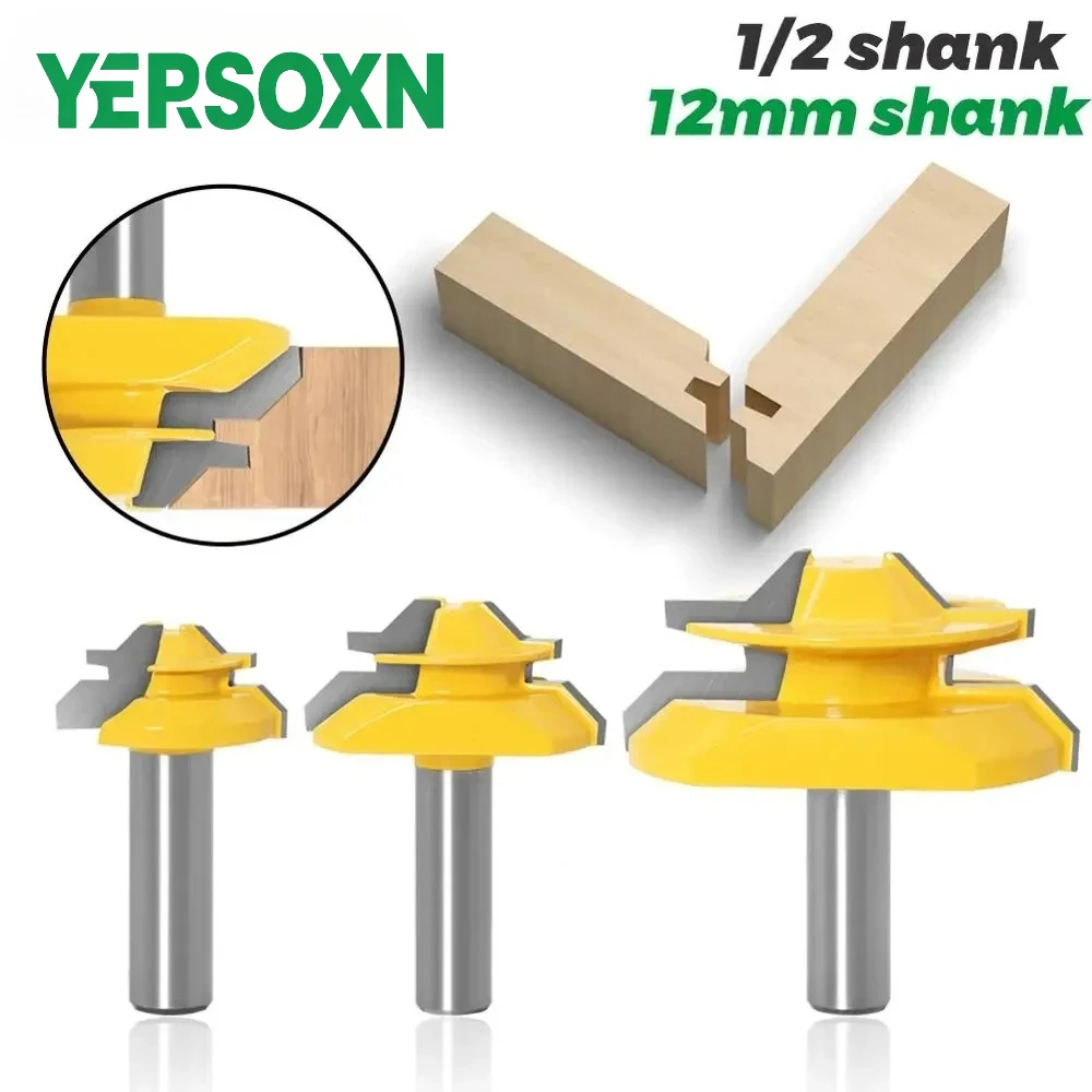 

1PC 12mm 1/2"Shank 45 Degree Lock Miter Router Bit Woodworking Tenon Milling Cutter Tool Drilling Milling For Wood Carbide Alloy