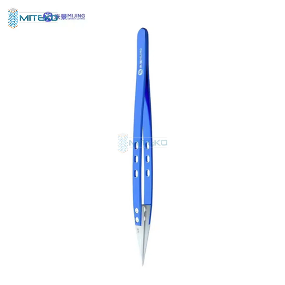 MIJING Ceramic Tweezers Straight Head/Bend Head High Temperature Anti-static Precision Curved Straight Tweezers Repair Tools