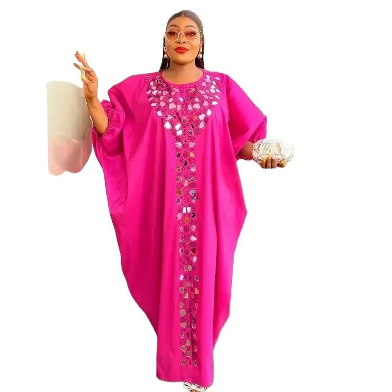 

2024 Plus Size African Dresses for Women Summer Kaftan Long Sleeve Polyester Long Maxi Dress Gowns Muslim Fashion Abaya Outfits