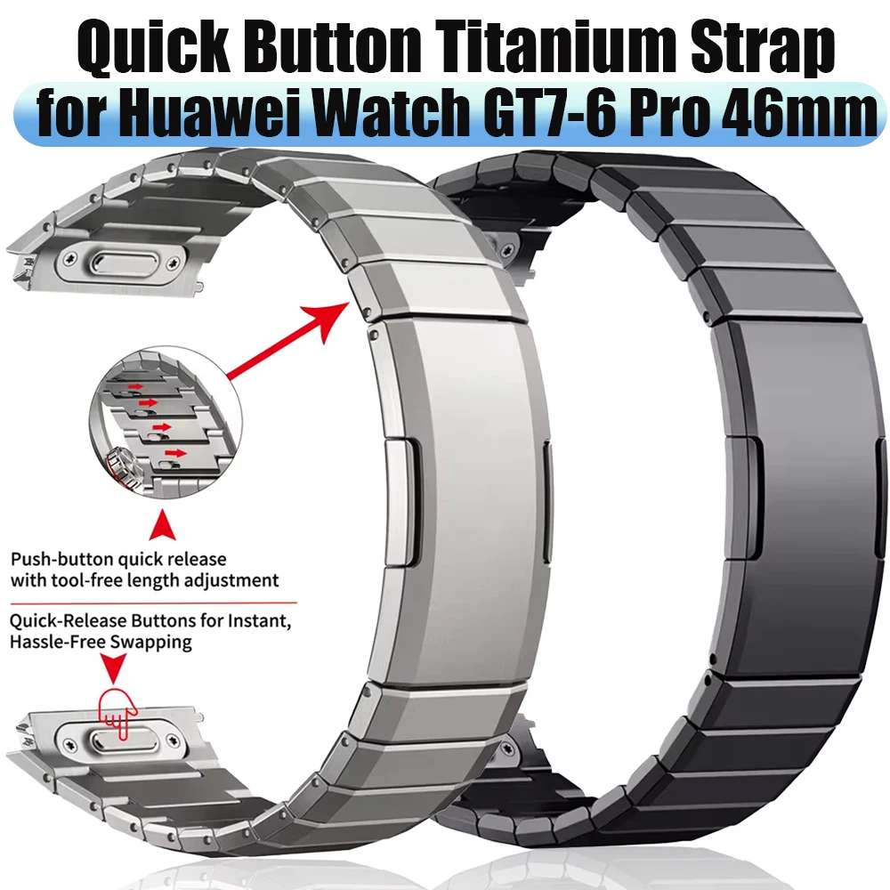 Quick-Button-Titanarmband für Huawei Watch GT7 Pro 46mm, Metallarmband ohne Lücken für Huawei Watch GT6 Pro 46mm, Armband, Correa