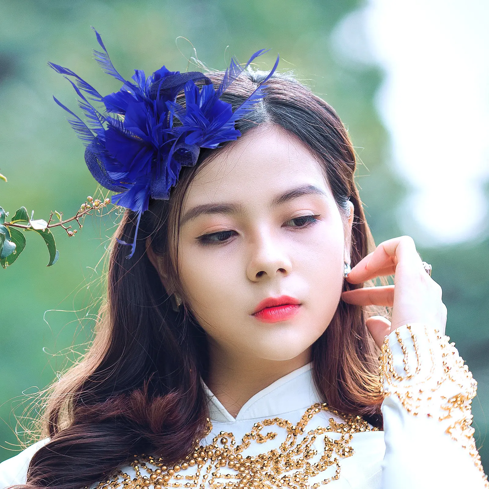 

Заколка для волос из льняного волокна с перьями, 1 шт., для женщин, для свадьбы, вечеринки, выпускного, винтажная, стильная, для торжественных мероприятий, аксессуар для волос, заколка-барретка