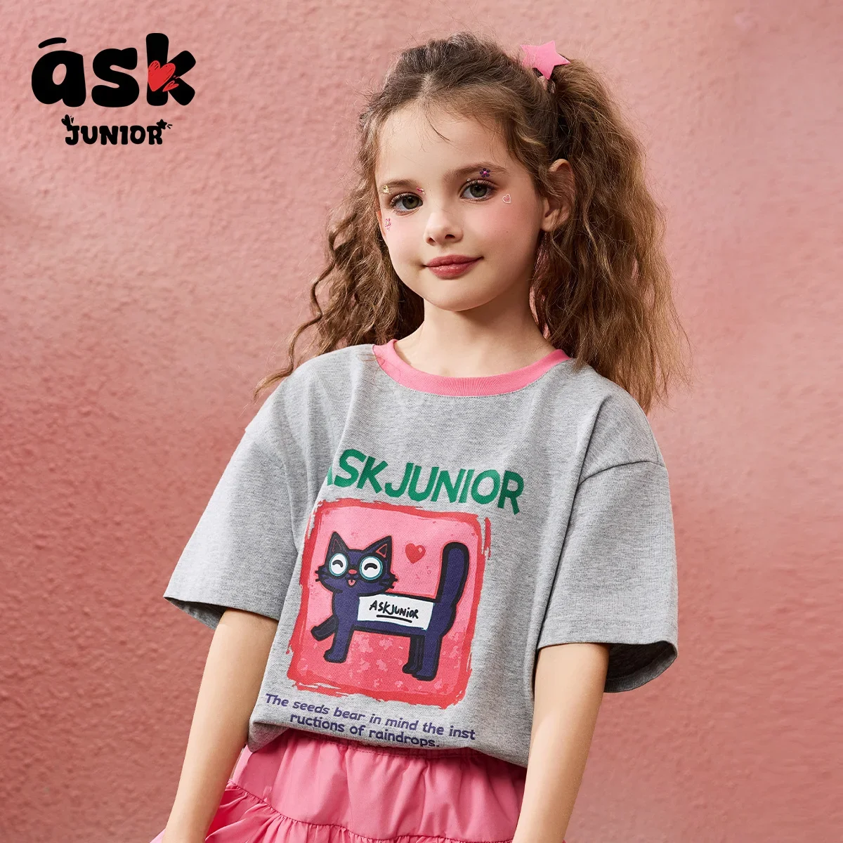 

Ask Junior Children's Short Sleeve Summer Breathable Girls Front Shoulder Cute Printed Half Sleeve T-Shirt