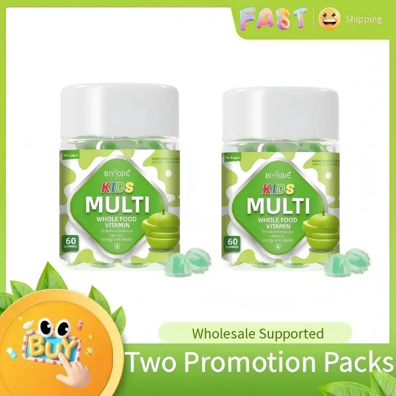 

【BIYODE】Kids Multivitamin Gummies 2-Pack, 120 Gummies, No Sugar Added Green Apple Flavor, Immune Support for Children