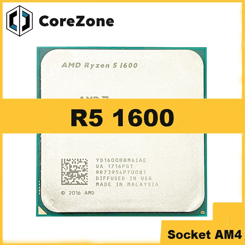 Ryzen 5 1600 R5 1600 3.2 GHz Six-Core Twelve Thread 65W CPU Processor Socket AM4