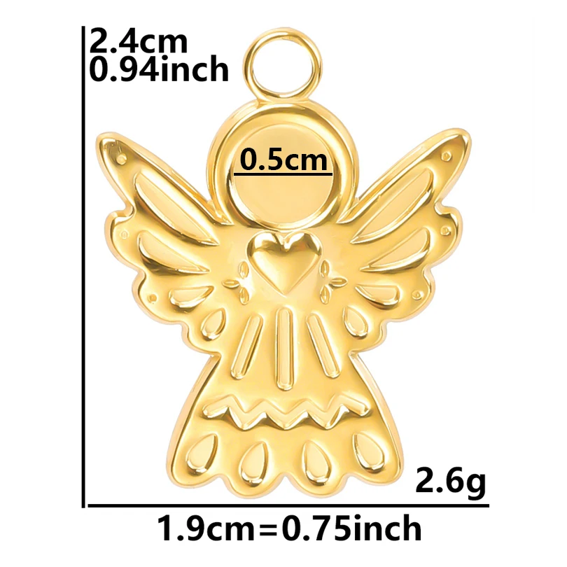 10PCS Guardian Angel Wings DIY Craft Necklace No Fade Stainless Steel Charm Fairy Pendant Jewelry Making Keychain Bulk Wholesale