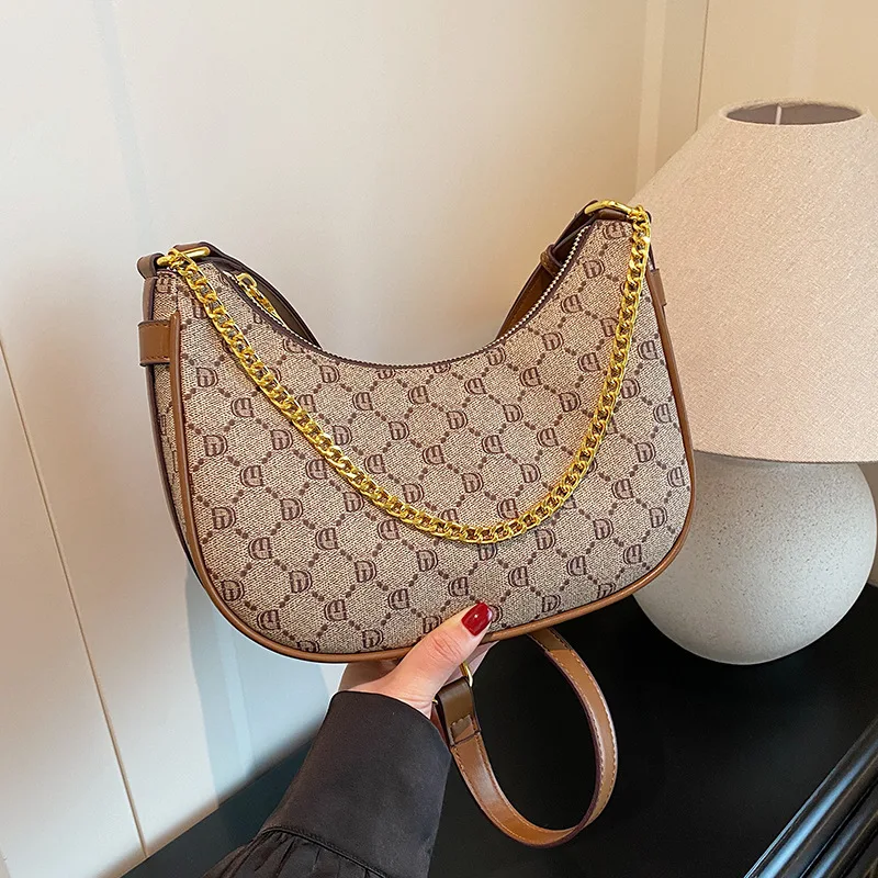 

2025 Monogram Underarm Bag Women Genuine Leather Small Crossbody Top Handle Vintage Chic Day to Night Convertible Purse