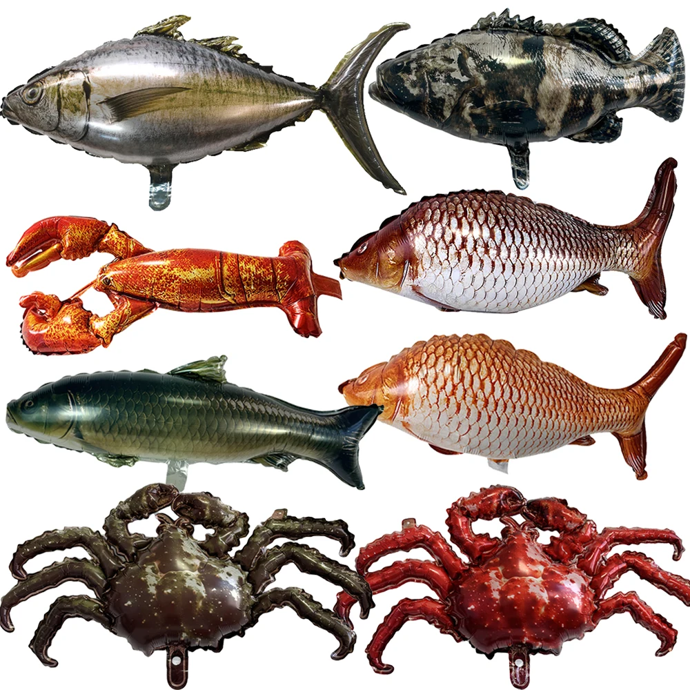 Fisch- und Garnelen-Ballons in Karpfenform für Jungen und Mädchen, Angeln-Themenparty, Geburtstagsfeier, Babyparty-Dekoration, Künstliche Fisch-Requisiten