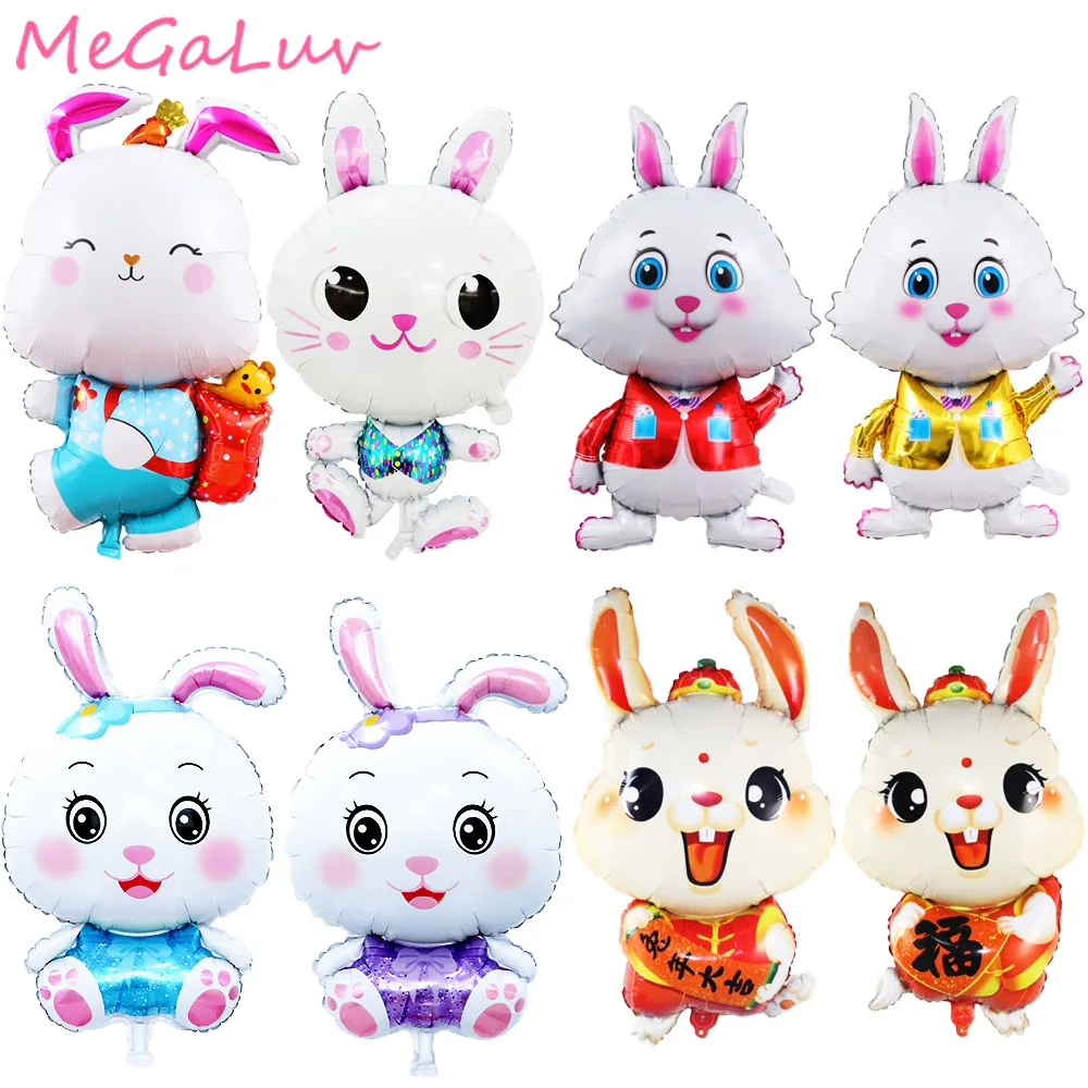 3D Cute Rabbit Foil Balloon Jungle Animal Bunny Helium Balloons Children Birthday Party Decorations Baby Shower Globos Kids Toys