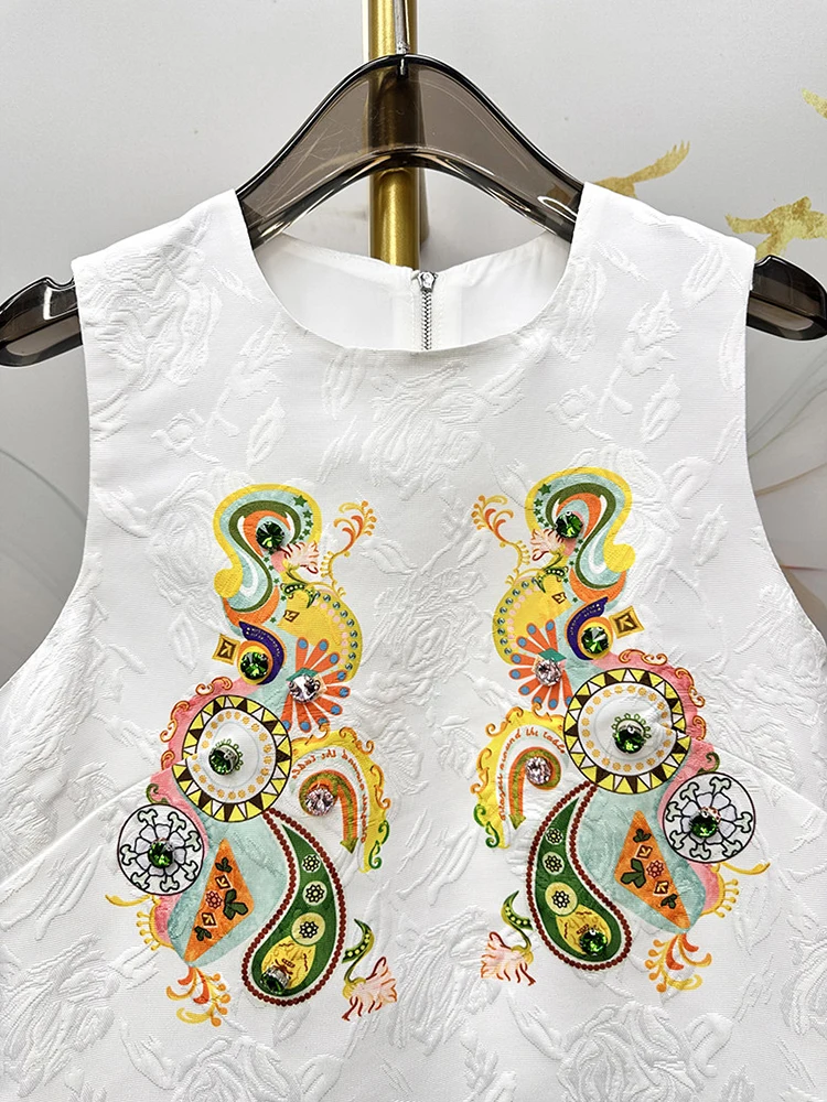 2026 Women Printed Beaded Dress Sleeveless Colorblock a Line Dress Elegant  Summer Ladies Fashion Tank Dress Party Casual Dress - AliExpress 200000345