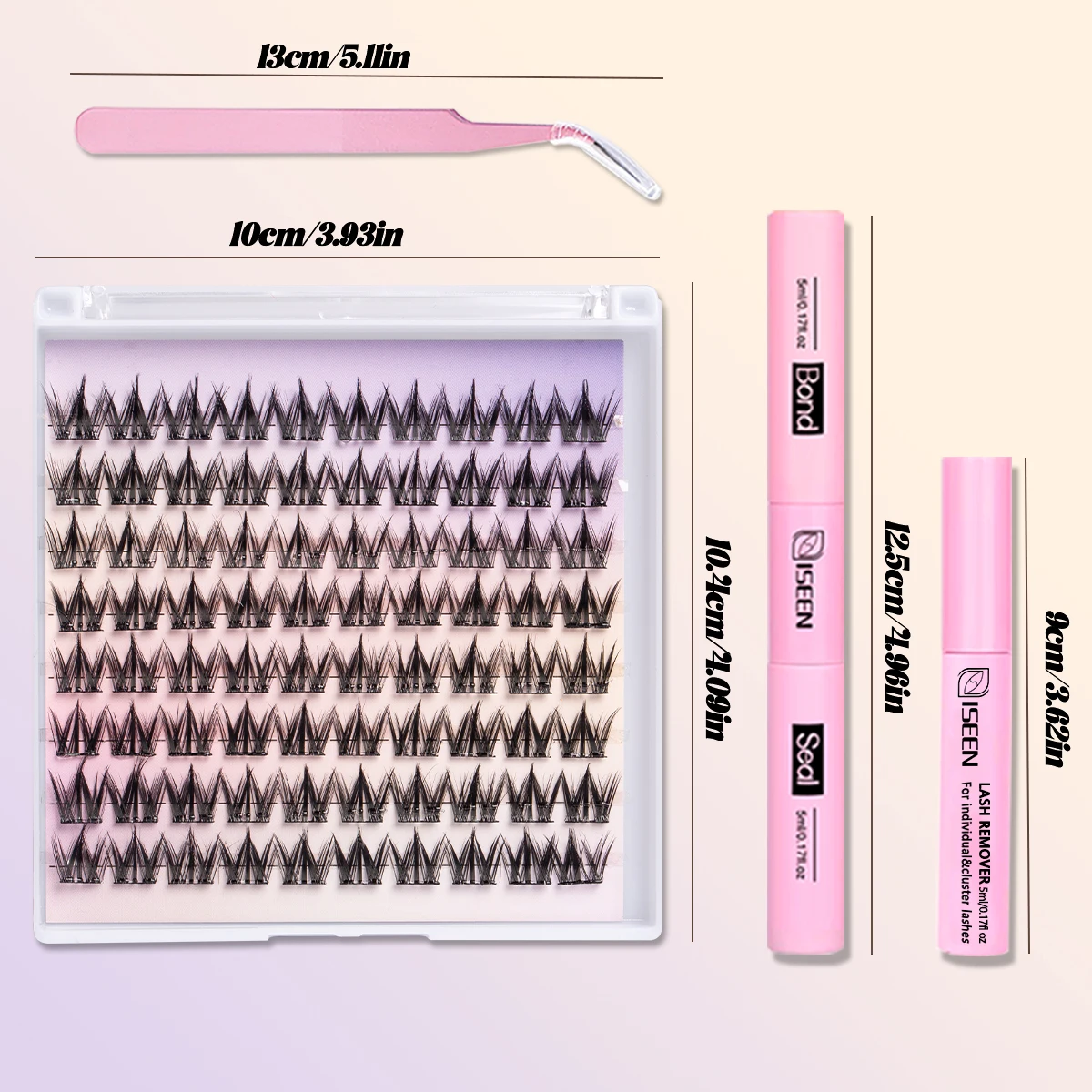 Zestaw do przedłużania rzęs Manga Lash Clusters Natural 80 szt. Zestaw do przedłużania rzęs Wispy Fairy, pojedyncze rzęsy z klejem i pęsetą.