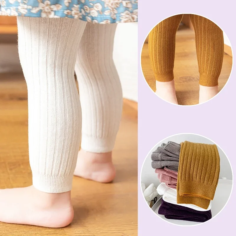 

Kids Knitted Leggings – Soft Solid Color Baby Trousers for Girls & Boys 0-6 Years, Spring Cotton Pantyhose
