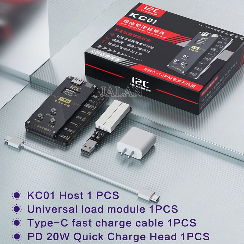 i2C KC01 Battery Recovery Programmer For iPhone 11 12 13 14 Pro Max Battery Error Health Warnning Cycle Times Modify