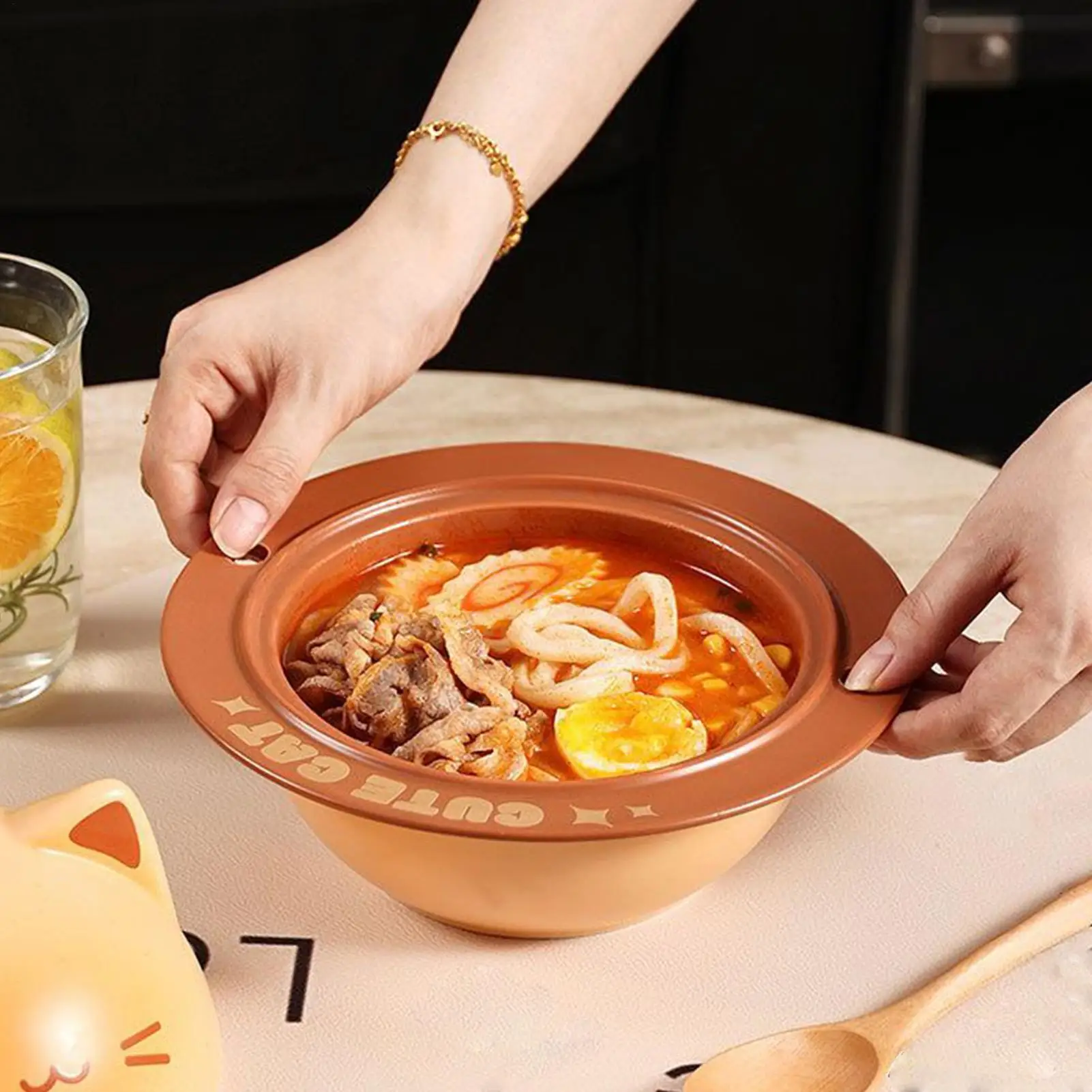 

Ceramic Bowl With Lid Cat Design Ceramic Ramen Bowl Food Storage Container With Spoon Chopsticks For Cereal Salad Meal Prep