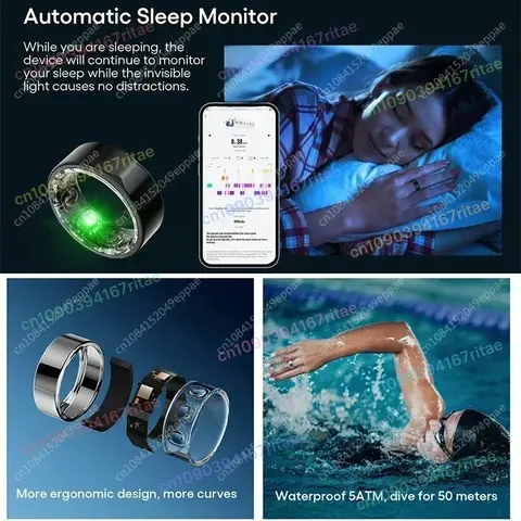 J-Style 2301A bloo d socker r VO2 Max smarta hälsoringar mode anpassad svart android smart ring för män kvinnor par 8 best sales vo2 - №2