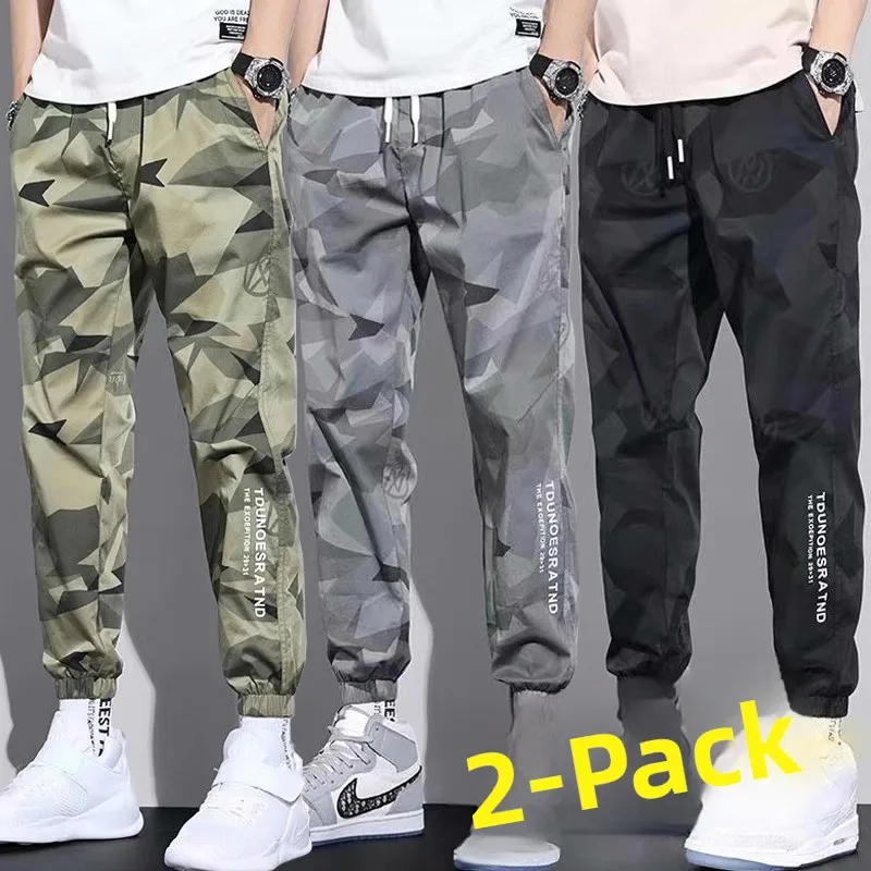 Loose Ice Silk Camouflage Pants Men's Summer Workwear Trousers Youth Active Sle Long Loose Cuffed Casual Pants