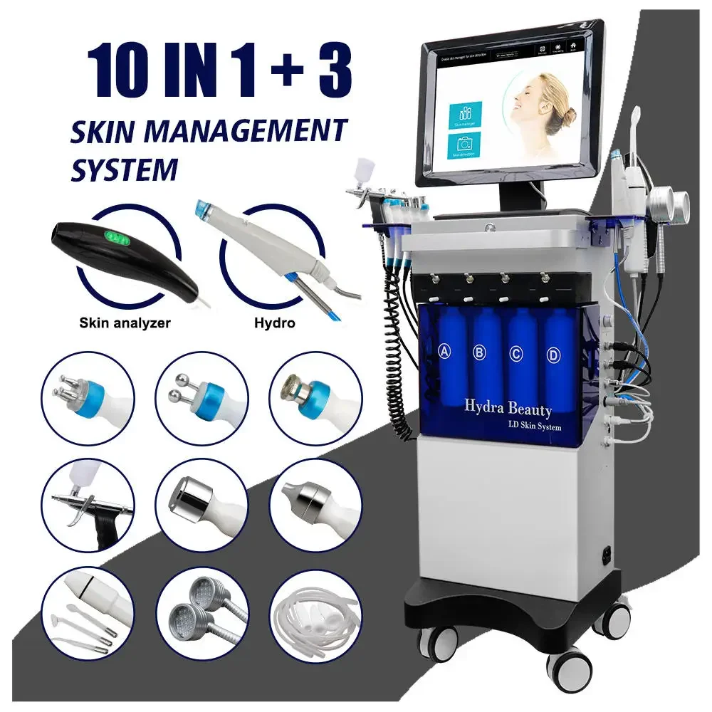 10 in 1 Visual Facial Machine with Skin Analyzer, Water Snake Beauty Skin System, and Water Grinding Machine