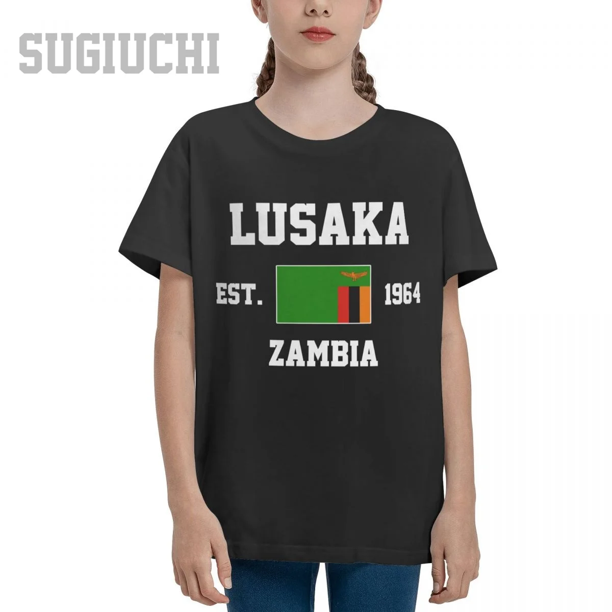 Unisex Youth Boy/Girl Zambia EST.1964 Lusaka Capital T-shirt Kids tshirt tee 100% Cotton T Shirt o-neck short sleeve Children