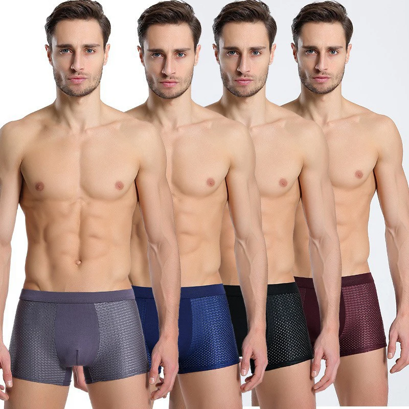 8pcs/set Men\'s Panties Ice Silk Mesh Men Underwear Breathable Men\'s Underpant Fashion Panties Male Solid Color Boxer Shorts