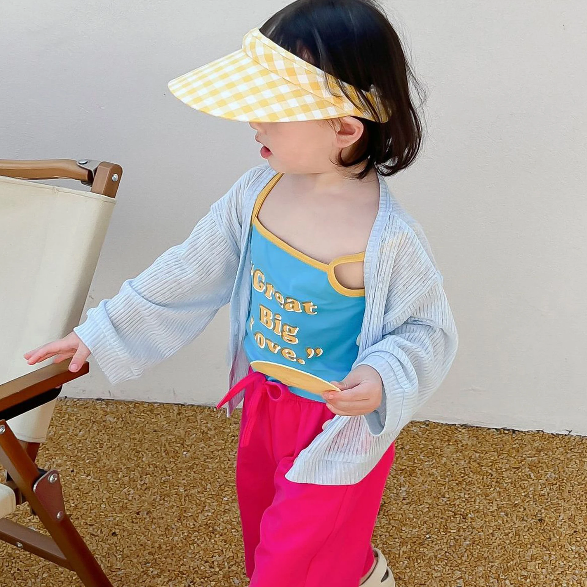 Abrigo fino de verano para niña, camisa de protección solar transpirable, cárdigan con cuello en V, Top coreano, ropa de aire acondicionado para