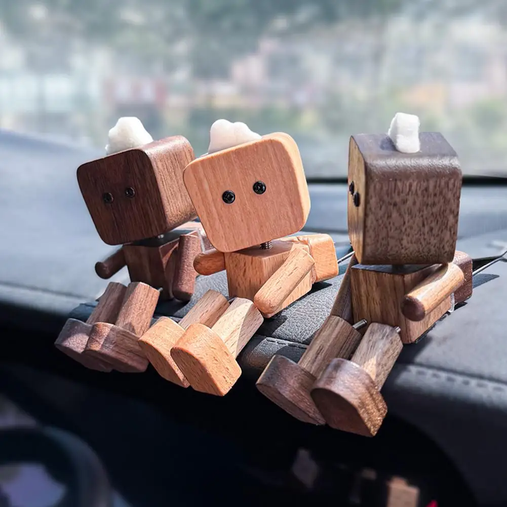 

Wooden Man Swing Leg Robot Car Aromatherapy Air Vent Decoration Shaking Auto Air Outlet Ornaments Funny Puppet Car Dashboard