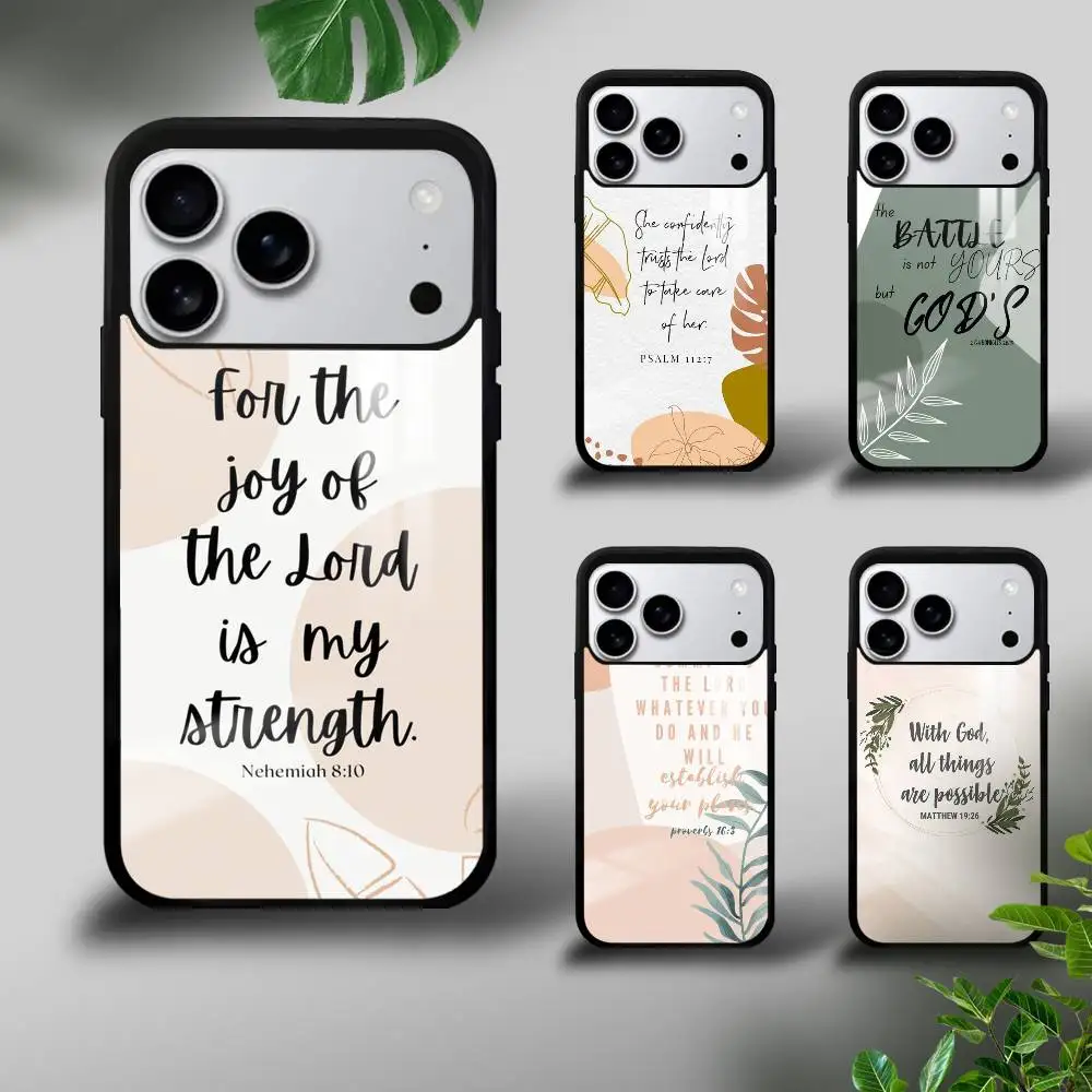 

Famous Biblical Texts Phone Case For iPhone 17 16 15 14 13 12 11 Pro Max Mini Plus Hard Mirror Funda