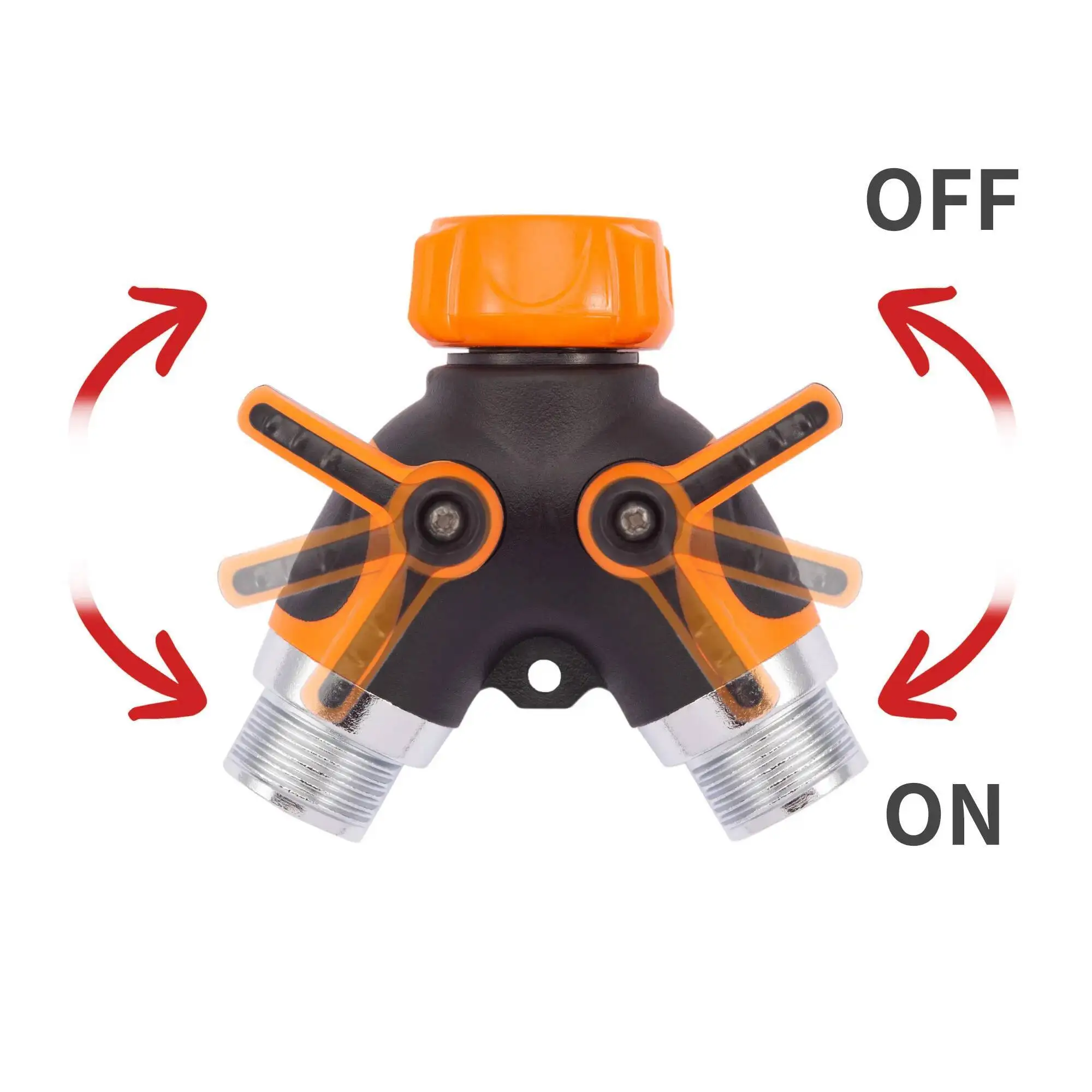 Giraffe Tools Splitter per tubo da giardino a 2 vie per carichi pesanti, connettore GHT Y da 3/4" per rubinetto esterno, raccordo in ottone