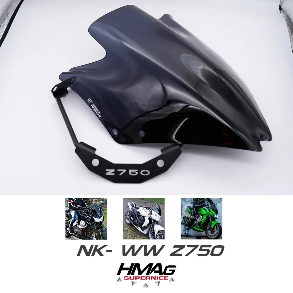 

For Kawasaki Z750 2007 2008 2009 2010 2011 2012 NK Windshield Motorcycle Windshield Deflector Smoky Grey Exclusive LOGO