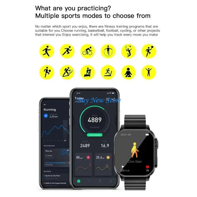 20CE Portable Watch for Men Women Answer/Make Calls Fitness Watch with Heart Rate Sleep Monitors Step Counter Weather